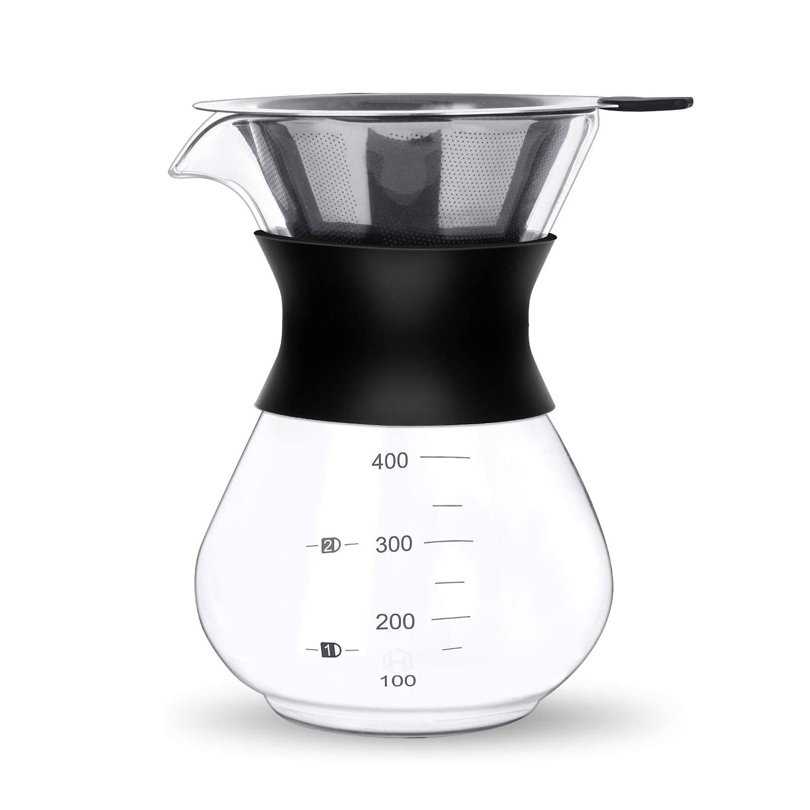 Filtre en acier inoxydable en verre borosilicaté de haute qualité versé sur le goutteur de café