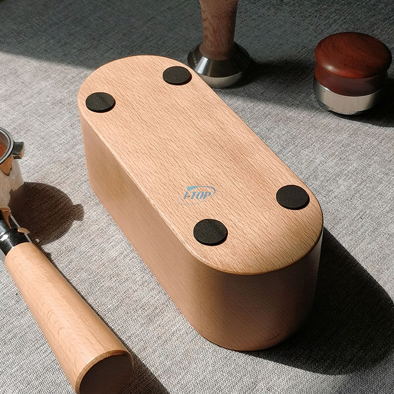 3 trous 51mm support de bourrage de filtre à café en bois, tapis de bourrage expresso, socle en bois de station de bourrage (marron)