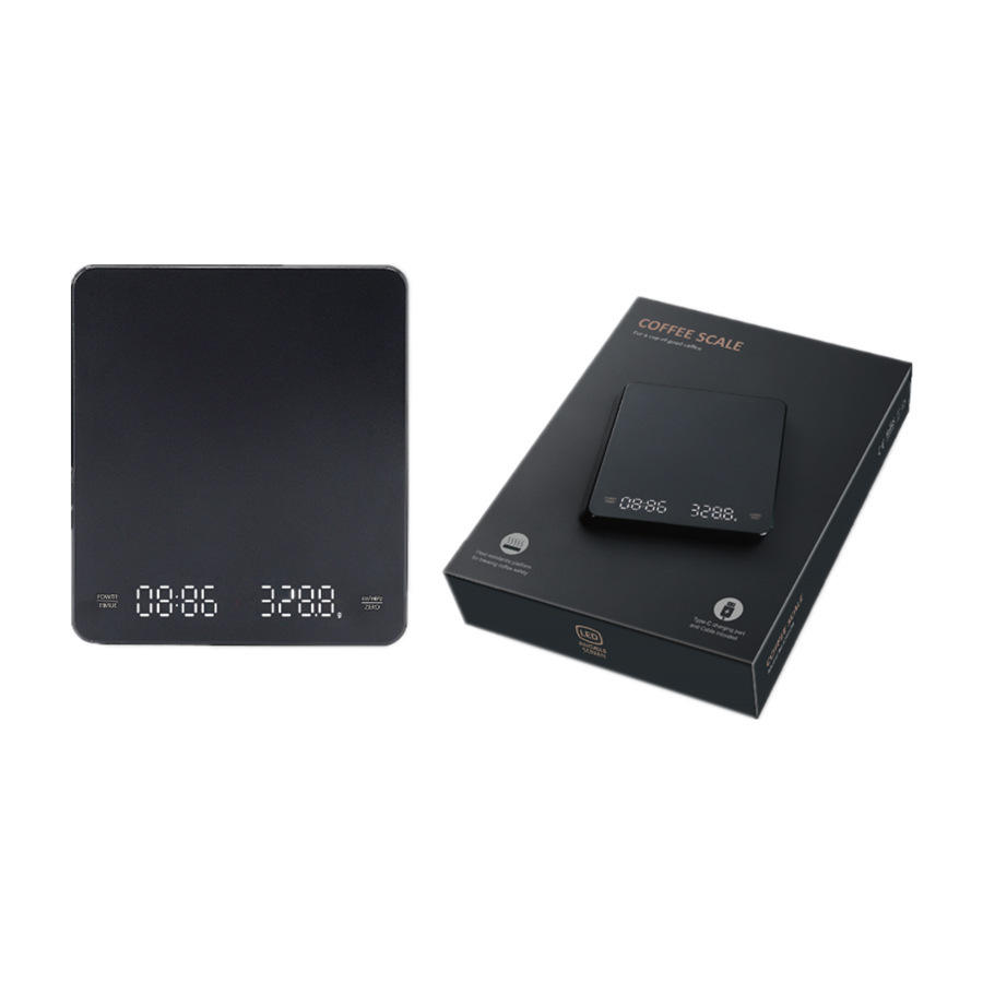 Balance à café avec minuterie, balance à expresso numérique rechargeable pour verser, 0,1 g de haute précision, mini balance de cuisine électrique