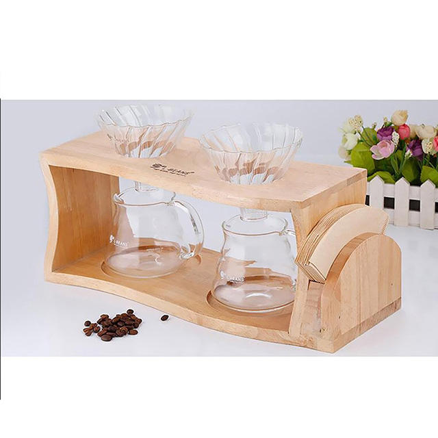 Goutteur de café Double support Bambou Pour Over Coffee Stand PourOver Drip Holder