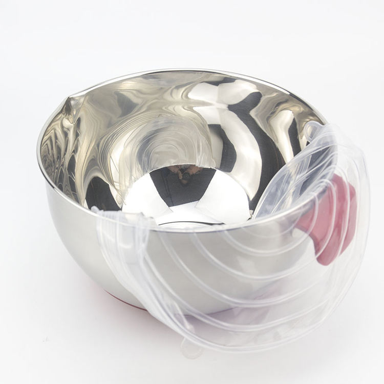 Fond antidérapant en métal en acier inoxydable légumes fruits conservation des aliments grand saladier avec couvercle extensible en silicone réutilisable