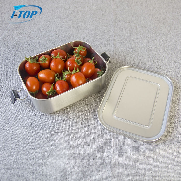Boîte à bento rectangulaire en acier inoxydable en métal de qualité alimentaire