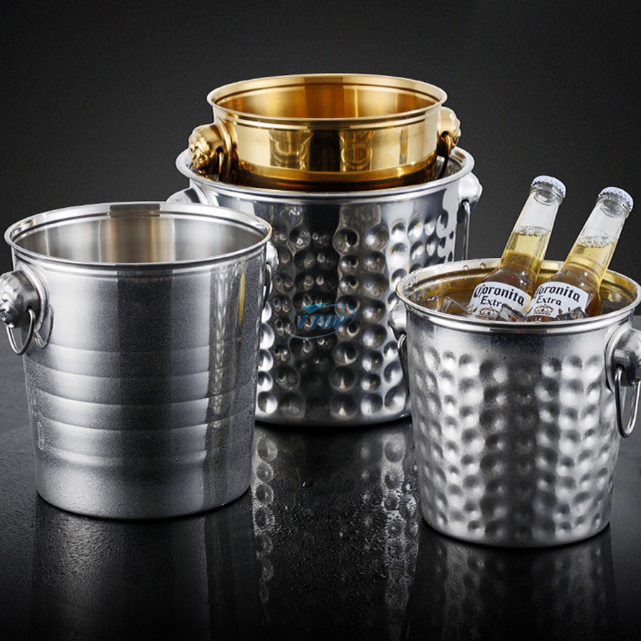 Seau à glace portable en acier inoxydable à double paroi de 3 litres pour seau à boissons