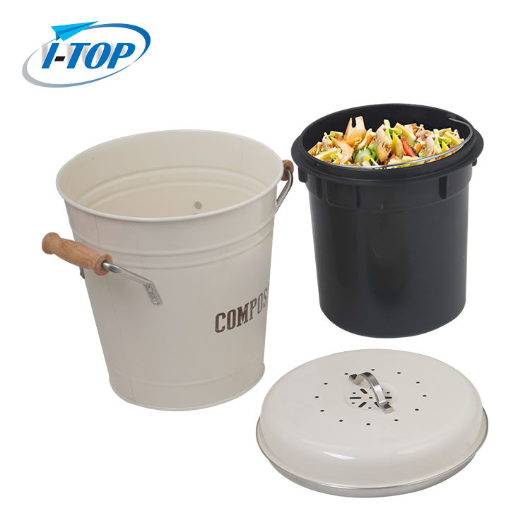 Seau à compost 1,0 gallon comptoir de cuisine facile à nettoyer avec couvercle scellé pour déchets alimentaires bac à compost avec filtre à charbon