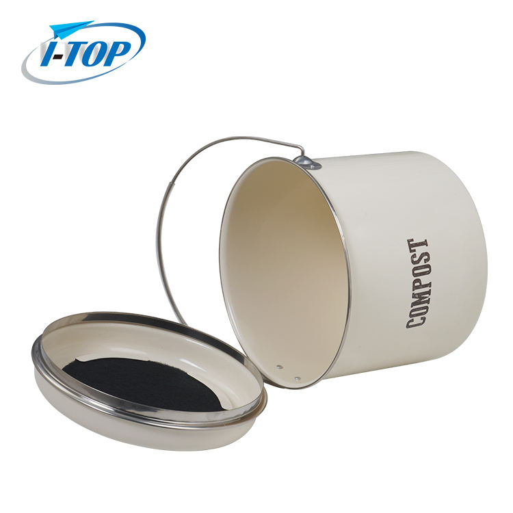 Seau à compost de 1,0 gallon en zinc galvanisé facile à nettoyer avec filtre à charbon bac à compost