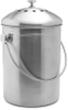Poubelle à compost de cuisine pour comptoir de cuisine 1,3 gallon en acier inoxydable avec 1 bac à compost de filtre à charbon de rechange