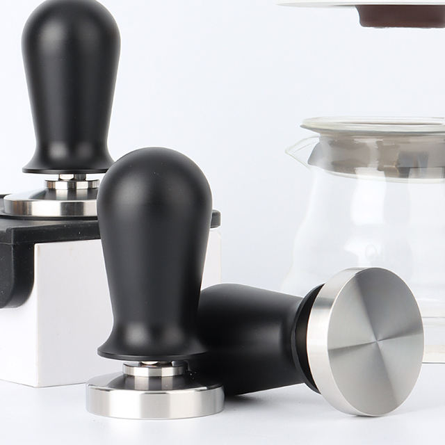 Espresso Tamper Barista Café Tamper avec ressort 100% Flat Inox Base Coffee Tamper