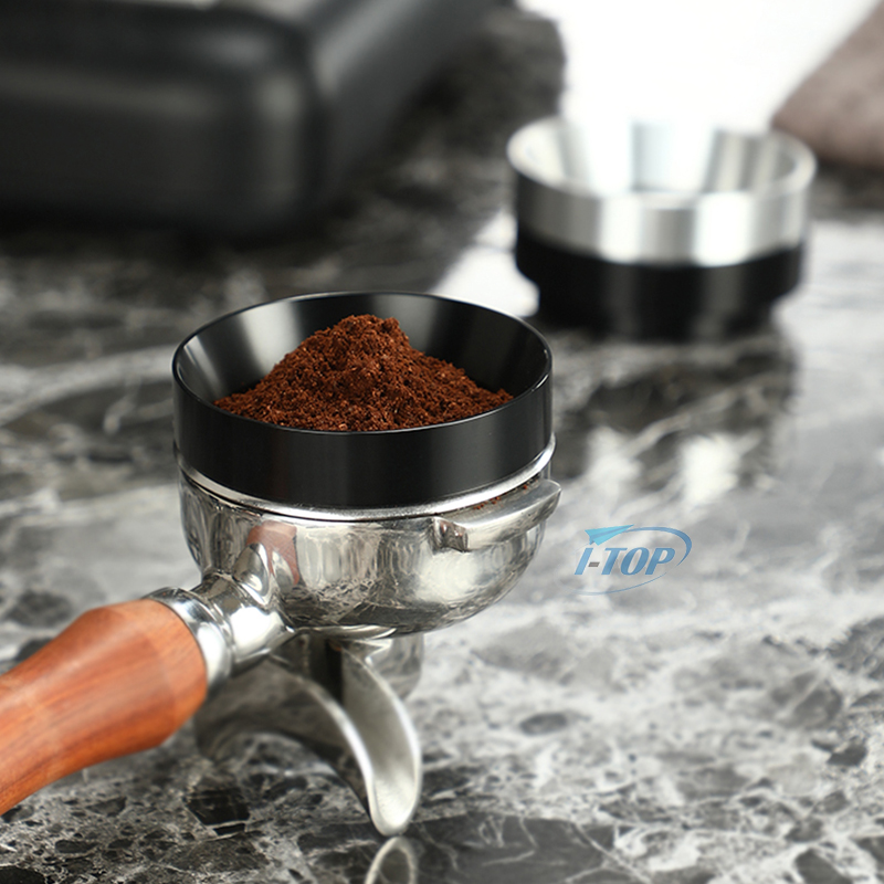 Entonnoir de dosage expresso 51mm/53mm/58mm anneau de dosage café en acier inoxydable Compatible avec porte-filtre 51mm/54mm/58mm