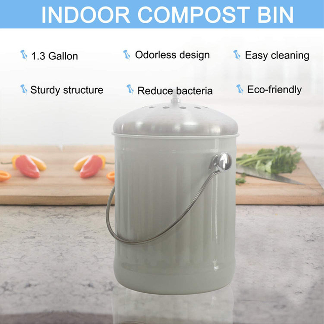 Seau de bac à compost de cuisine d'intérieur vert menthe