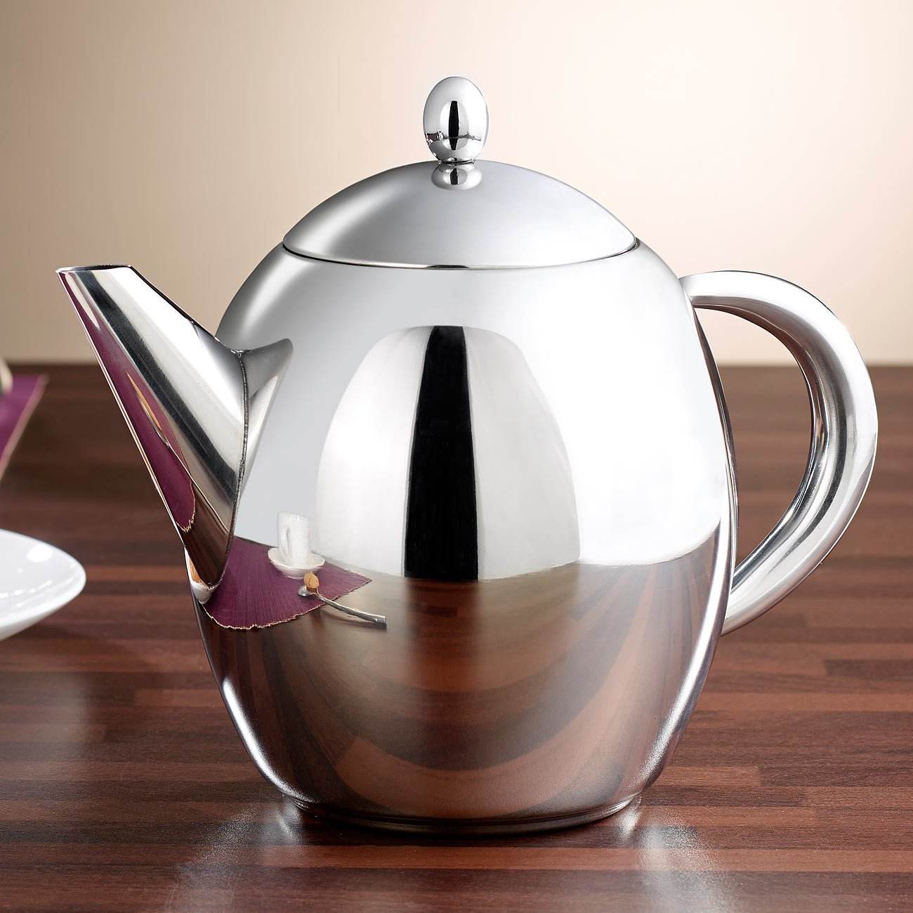 Théière en acier inoxydable de 1,2 L avec infuseur pour le thé en vrac, l'isolation à double paroi garde le thé au chaud pour une théière plus longue.
