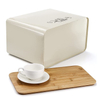 Cuisine moderne en métal en acier inoxydable blanc boîte à pain planche à découper couvercle en bambou haute capacité stockage des aliments bac à pain