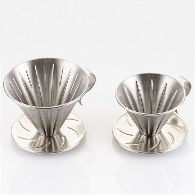Tasse de filtre à café réutilisable goutte à goutte perforée versez sur le filtre à café goutteur filtre à café en acier inoxydable en métal personnalisé Portable
