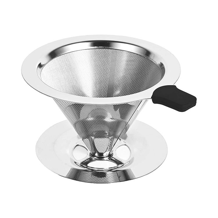 Filtre à café en acier inoxydable Filtre à entonnoir réutilisable Filtre à café goutte à goutte