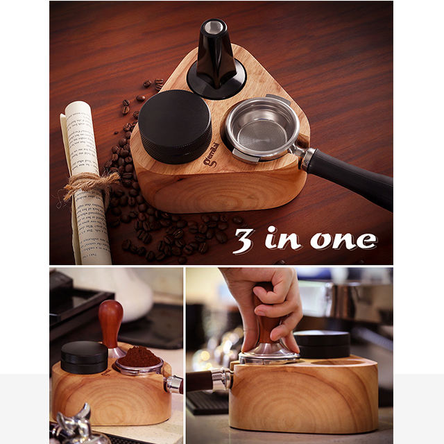 Porte-filtre Stander Coffee Tamper Mat Wood Holder, Coffee Tamper Holder, Wooden Coffee Holder