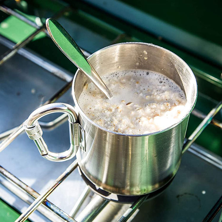 Mousqueton tasse en gros double paroi en acier inoxydable tasse à café gobelets de camping avec mousqueton tasse