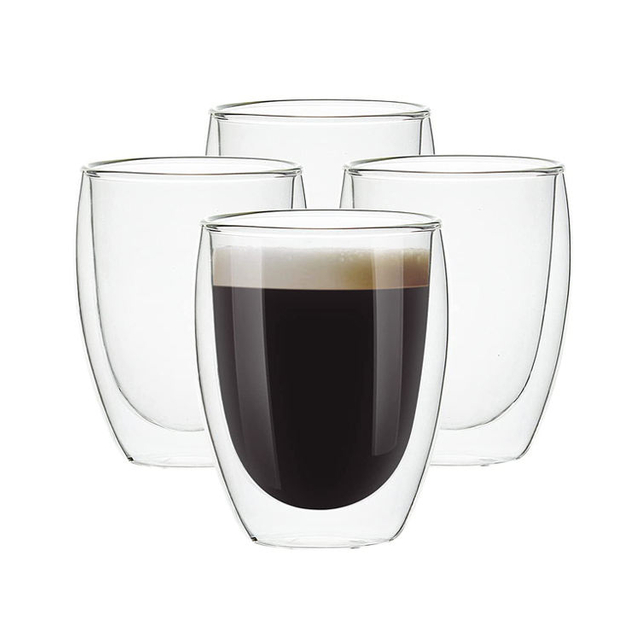 Tasses à café en verre ensemble tasses isolées à Double paroi grandes tasses pour thé Latte Cappuccino borosilicate tasses en verre transparent