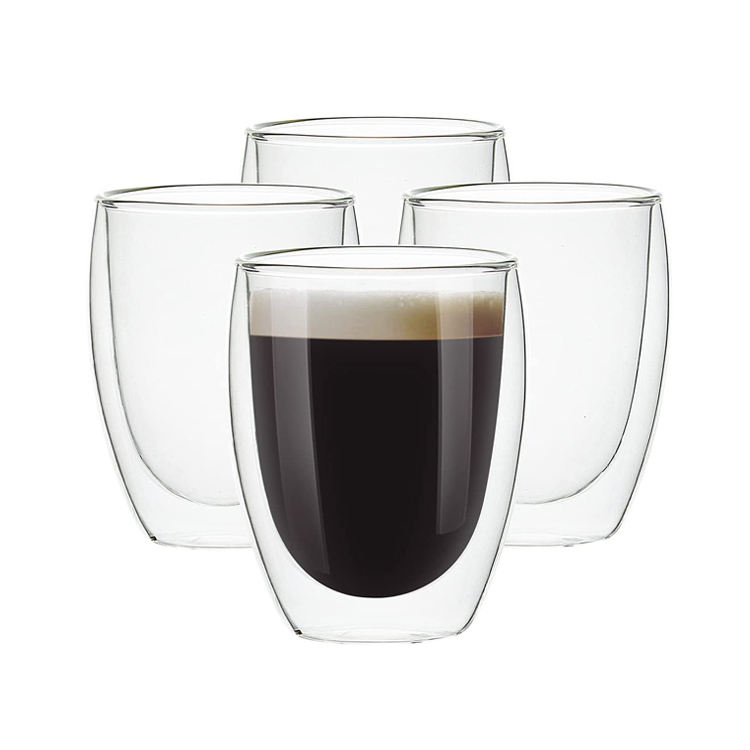 Tasses à café en verre ensemble tasses isolées à Double paroi grandes tasses pour thé Latte Cappuccino borosilicate tasses en verre transparent