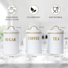 Fournisseur cuisine garde-manger Organisation café sucre conteneurs blanc couleur hermétique en acier inoxydable ensemble de bidons pour le stockage des aliments