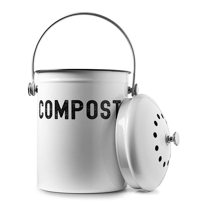 Poubelle à compost de cuisine pour comptoir de cuisine - Seau à compost de 1,0 gallon avec couvercle pour engrais d'élevage de comptoir