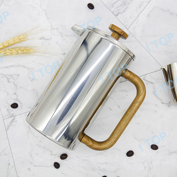 Nouvelle cafetière à double paroi isolée en métal pour presse française