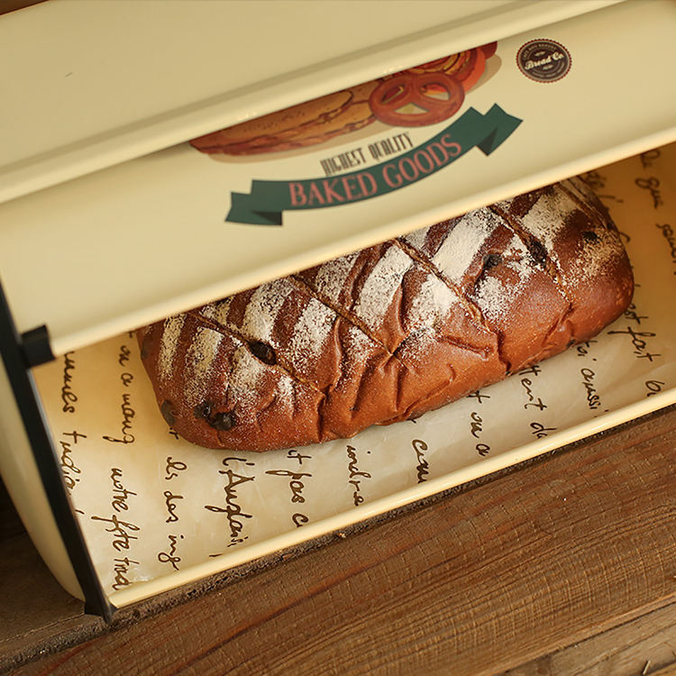 boîte à pain en métal blanc vintage avec poignée pour comptoir de cuisine