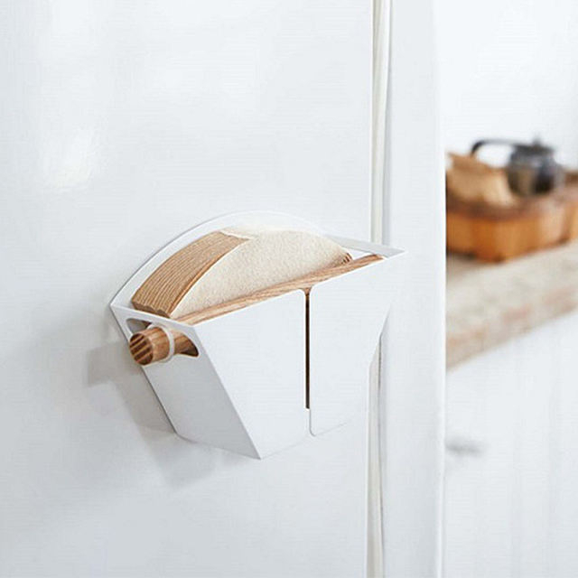 Café infusé à la main porte-papier filtre boîte de rangement en forme d'éventail V60 porte-papier filtre réfrigérateur plateau d'absorption magnétique