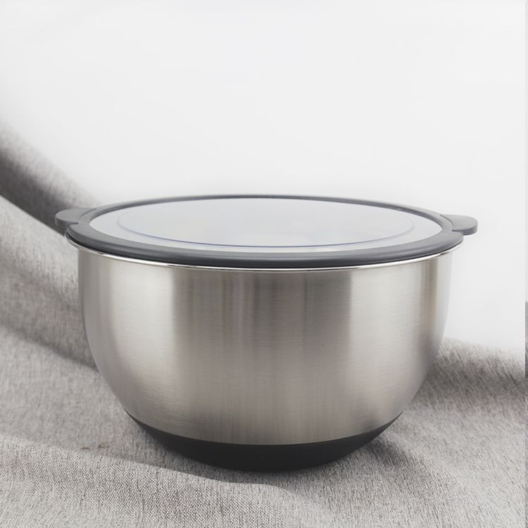 Bols mélangeurs en acier inoxydable 304 à base de silicone antidérapante polyvalente avec couvercles hermétiques lot de 3
