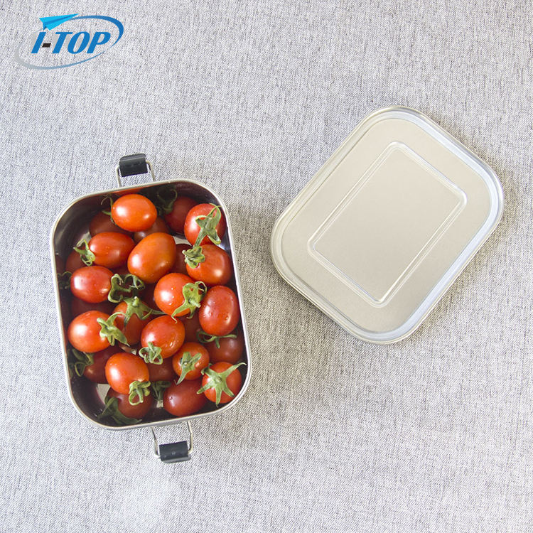 Boîte à bento rectangulaire en acier inoxydable en métal de qualité alimentaire