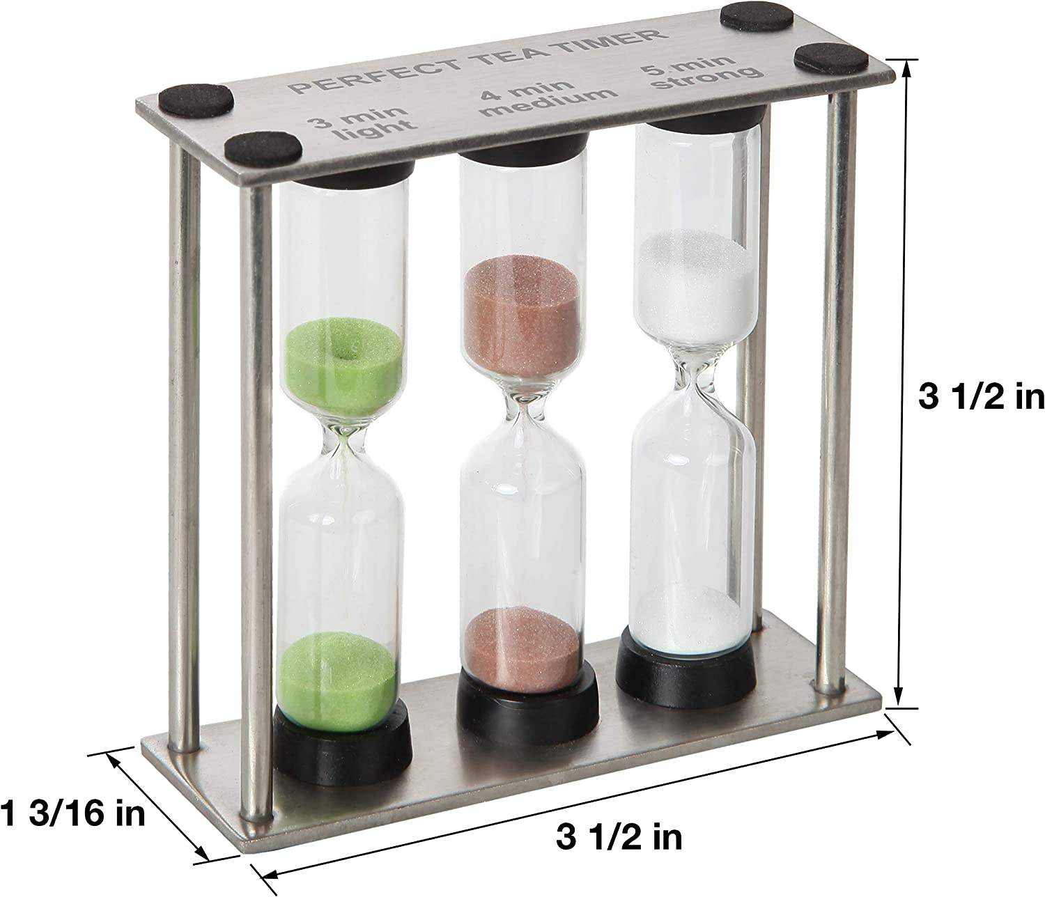 Minuteur de thé parfait 3 en 1, comprend des minuteurs de sablier de 3, 4 et 5 minutes, à utiliser pour faire du thé ou garder le temps autour de la cuisine