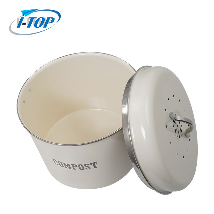 Seau à compost de 1,0 gallon en zinc galvanisé facile à nettoyer avec filtre à charbon bac à compost