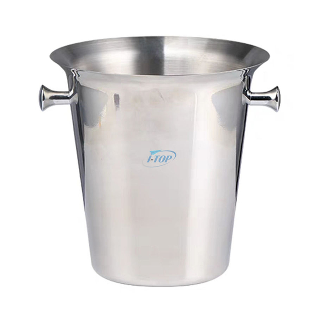 Logo personnalisé 3 litres bar à cocktails seau à glace refroidisseur de champagne Seaux à glace isolés Seau à glace en acier inoxydable avec poignée