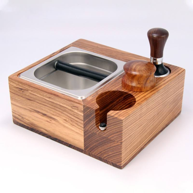 Espresso Knock Box, Boîte 4 en 1 Compatible avec les Accessoires Espresso de 58 mm, avec Boîte à Frapper Amovible en Acier Inoxydable de 1,5 L,